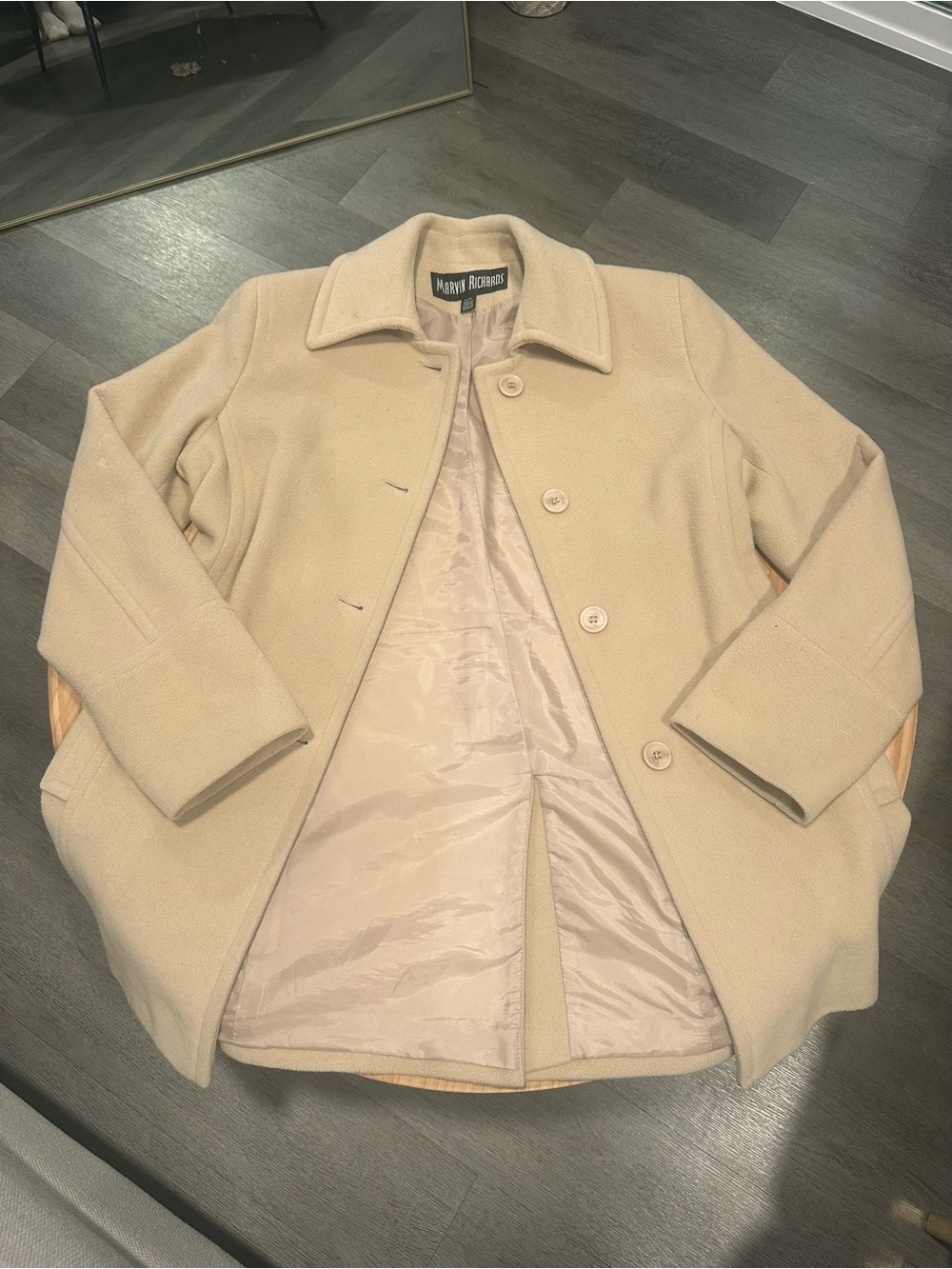 Marvin Richards Women's Beige Cream Wool Pea Coat